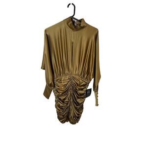 Retrofete gold‎ silk Barbara mini dress -size xs